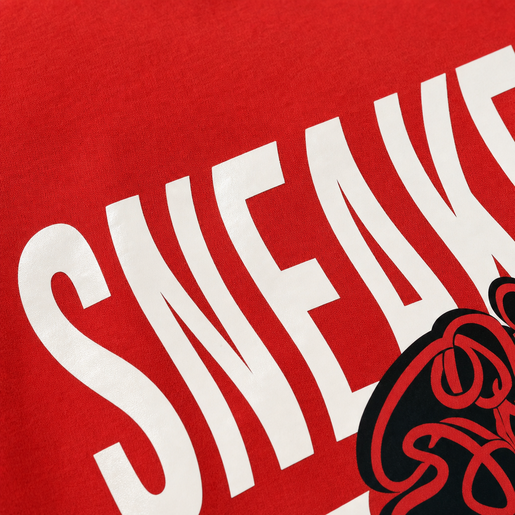 Close-up fabric detail - City Off Domes Hustle Brain RedT-shirt