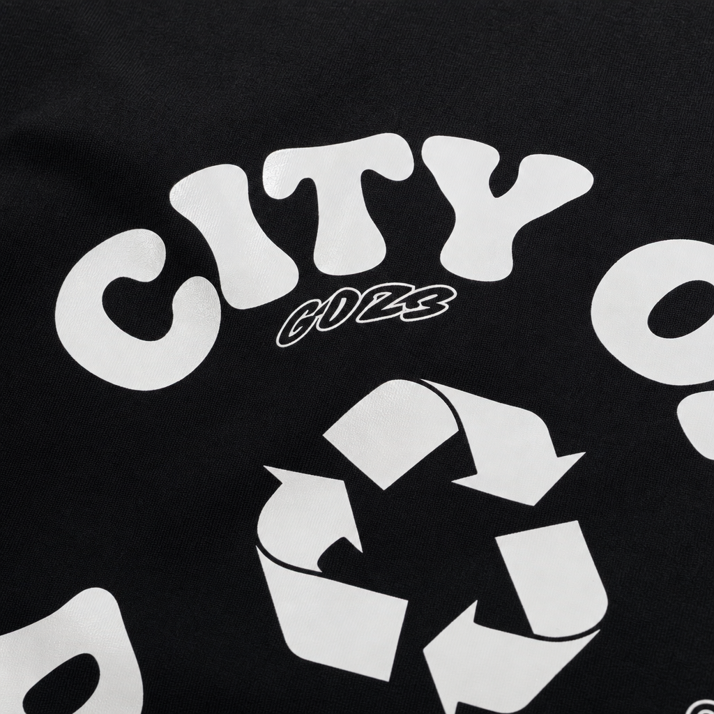 Close-up fabric detail - City Off Domes Dynasty Wear Black Bowling Shirt