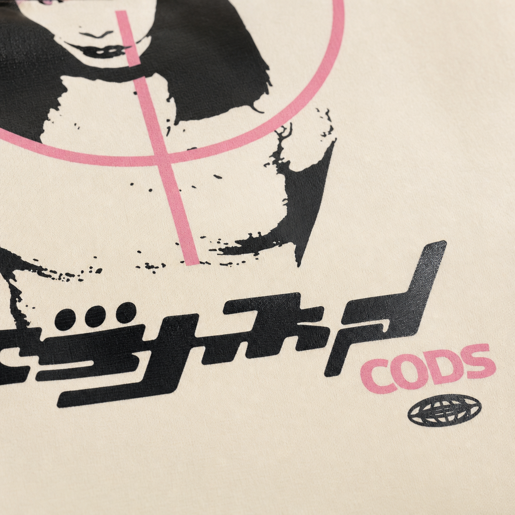 Close-up fabric detail - City Off Domes Kill Code White Bowling Shirt