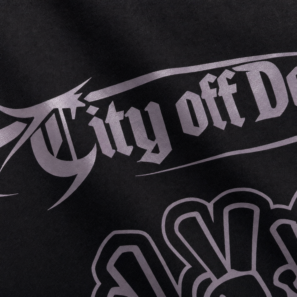 Close-up fabric detail - City Off Domes Subtle State Black Bowling Shirt