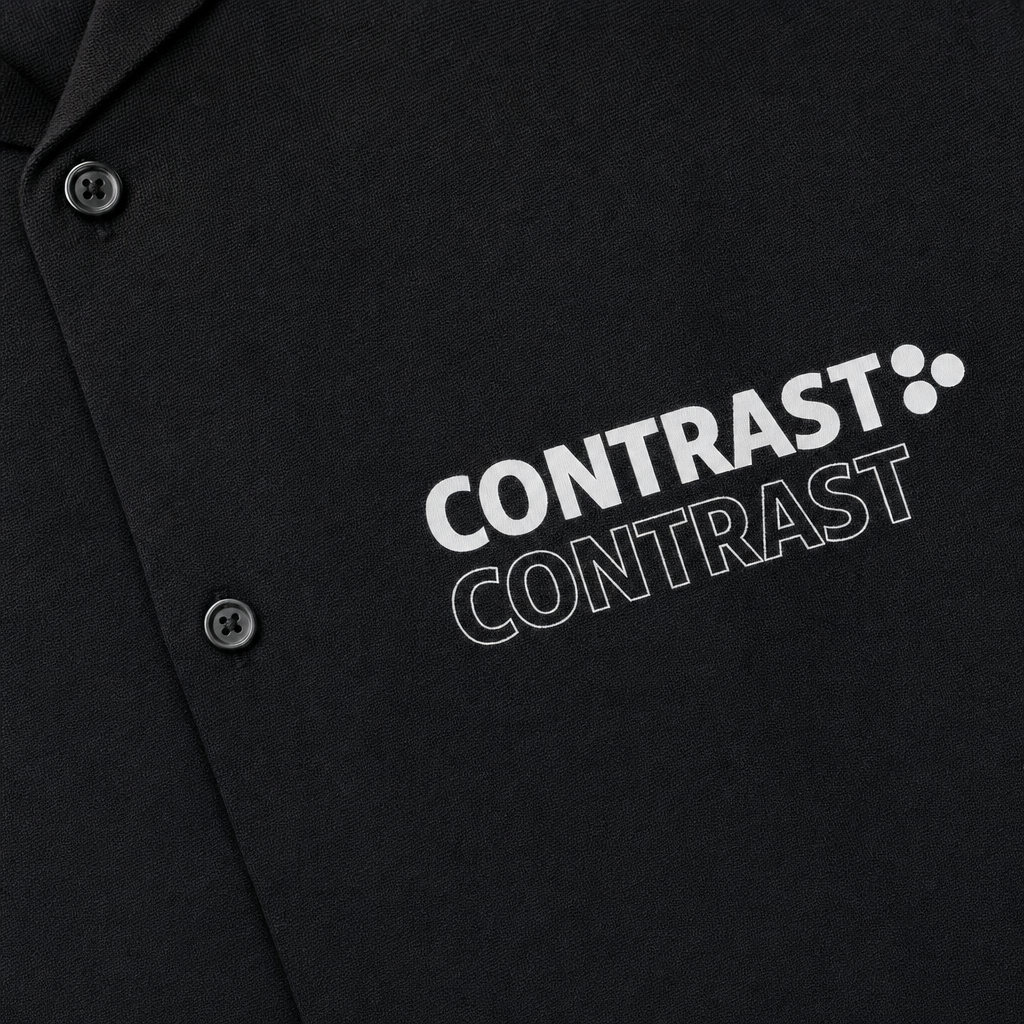 Close-up fabric detail - City Off Domes Starline Collective Black Bowling Shirt