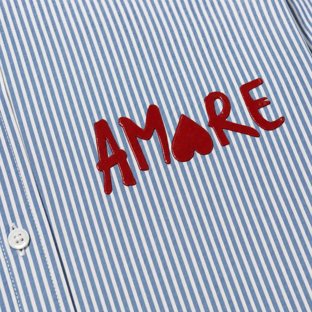Close-up fabric detail - City Off Domes Aamore Blue Stripe Shirt