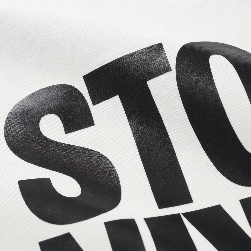 Close-up fabric detail - City Off Domes Make Sense White T-shirt