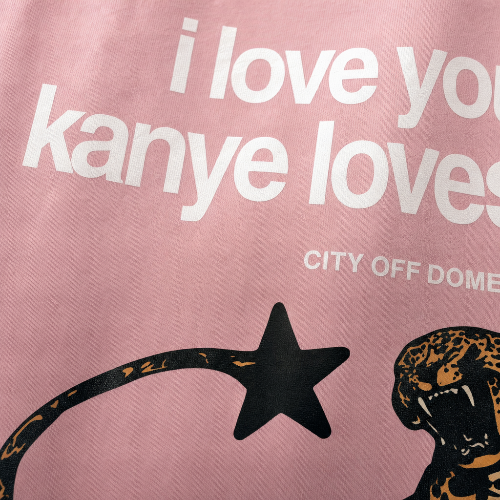 Close-up fabric detail - City Off Domes Kanye Love Pink T-shirt