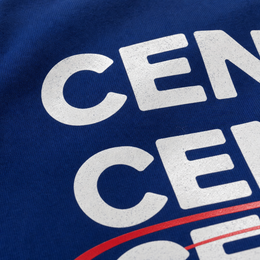 Close-up fabric detail - City Off Domes Red Stroke Blue T-shirt