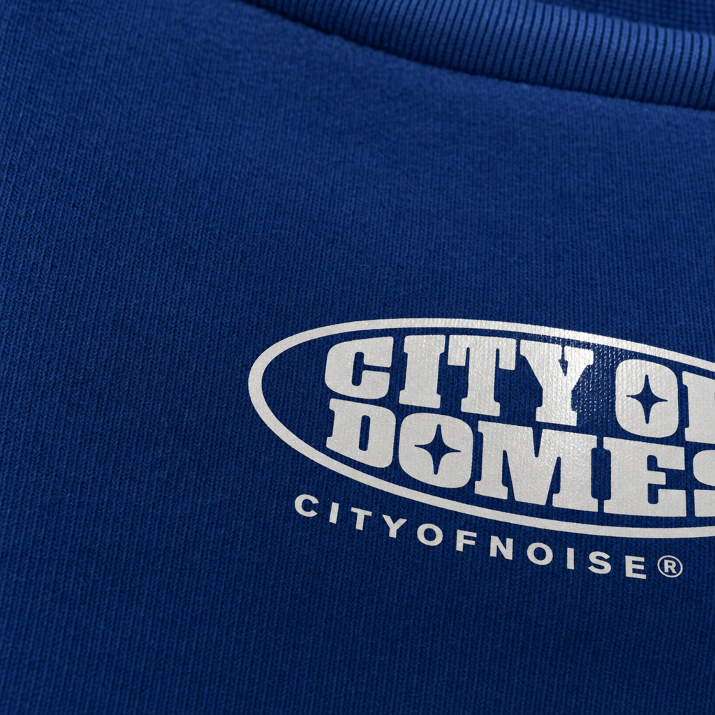 Close-up fabric detail - City Off Domes City of Noise Blue T-shirt