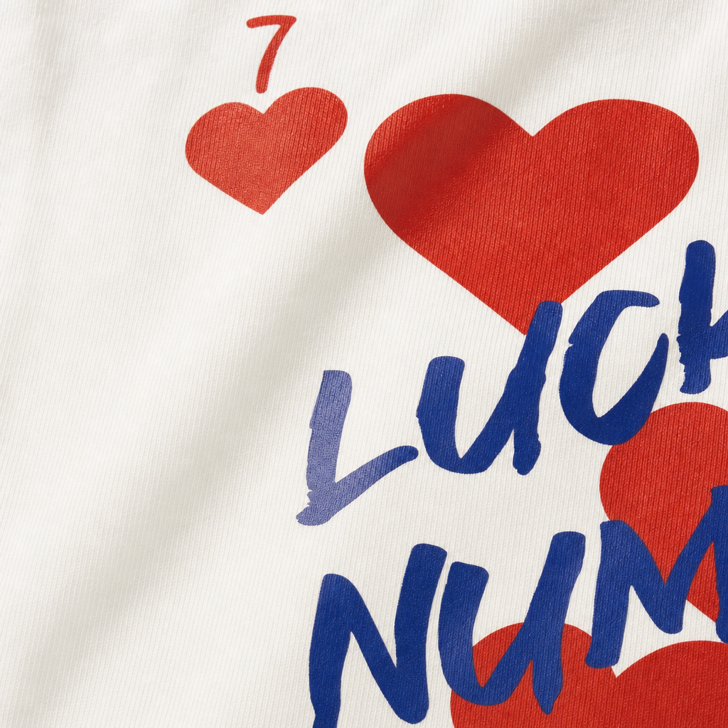 Close-up fabric detail - City Off Domes Lucky Number White T-shirt