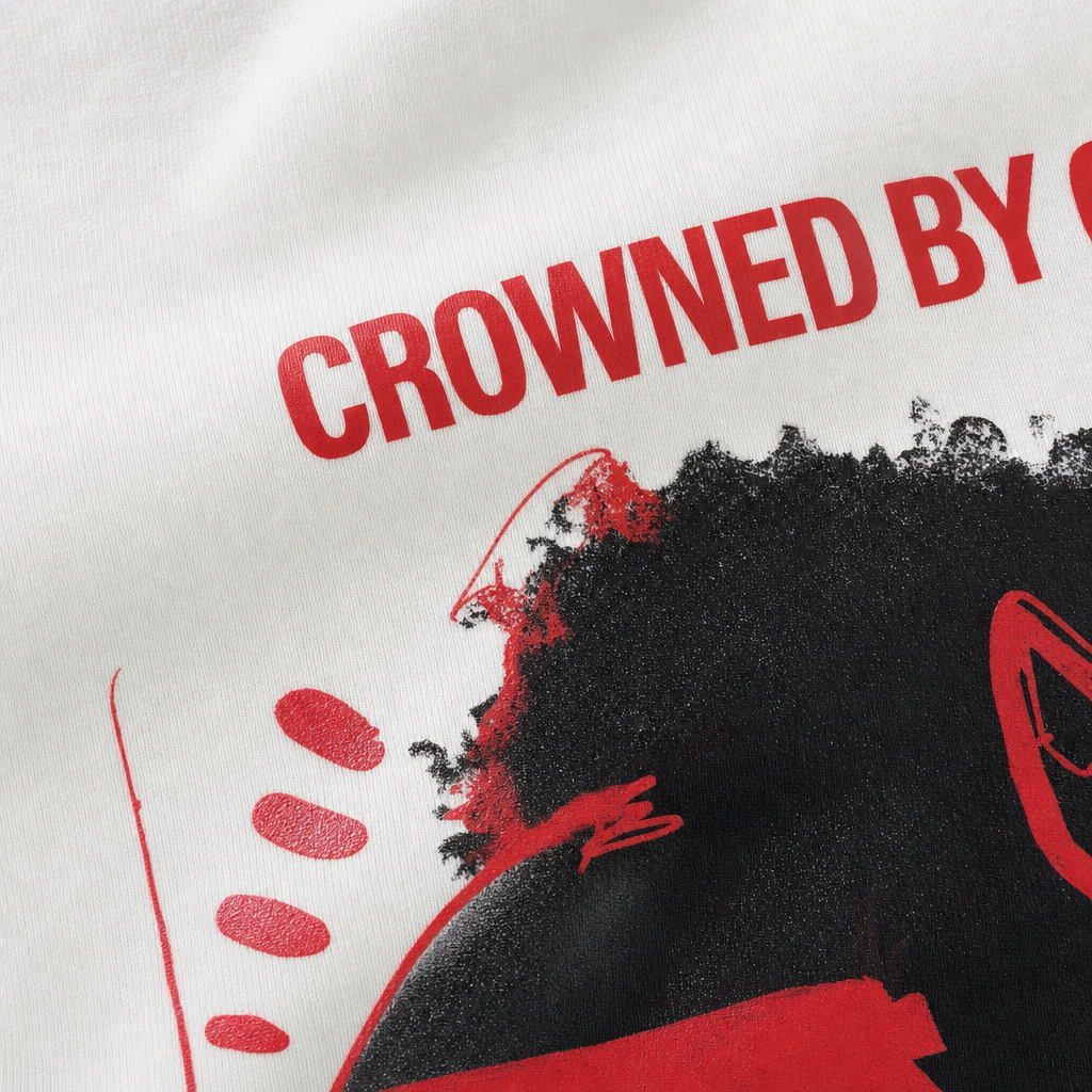 Close-up fabric detail - City Off Domes Mind Glitch White T-shirt
