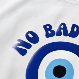Close-up fabric detail - City Off Domes No Bad Vibes White T-shirt