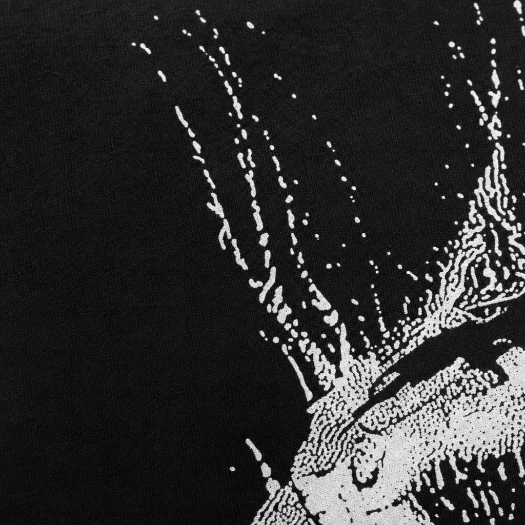 Close-up fabric detail - City Off Domes Signal Lost Black T-shirt