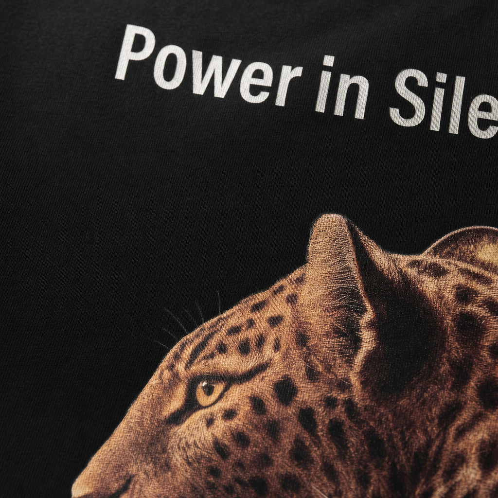 Close-up fabric detail - City Off Domes Power in Silence Black T-shirt