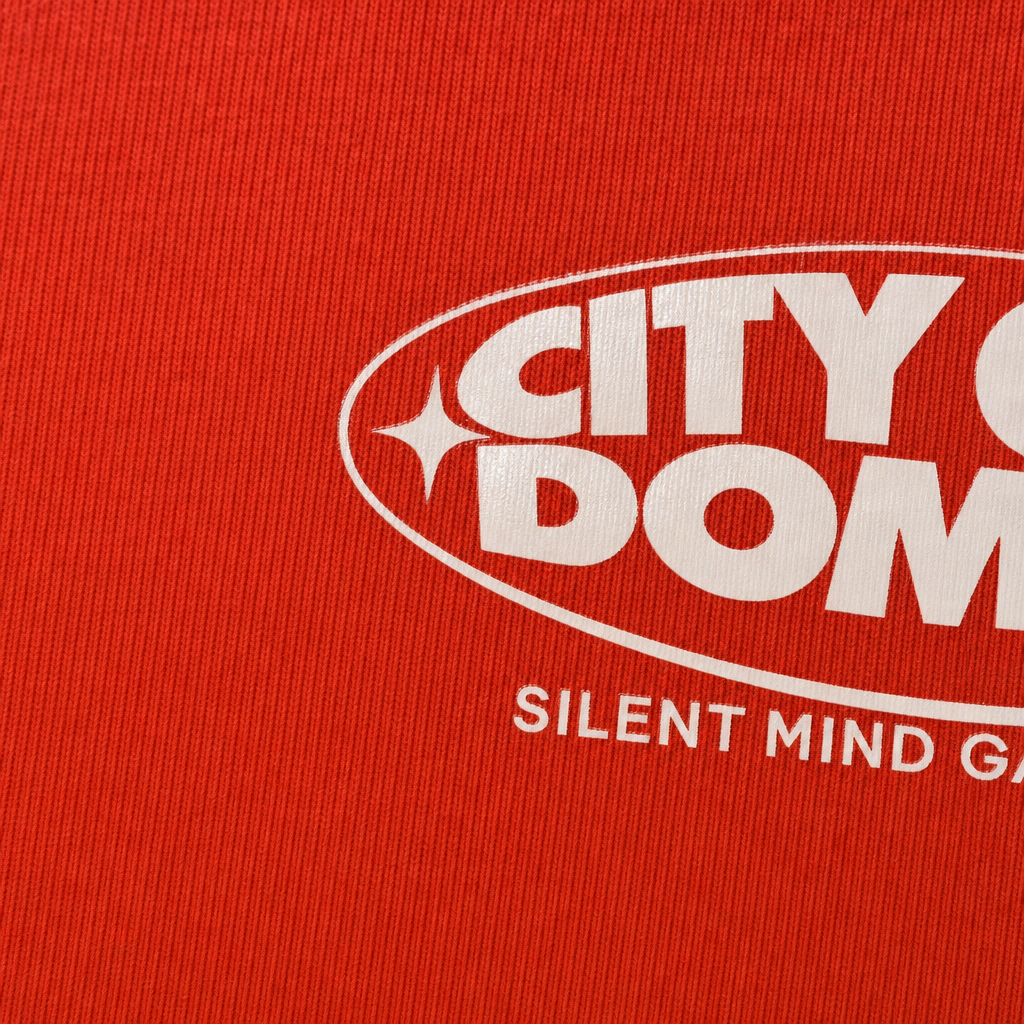 Close-up fabric detail - City Off Domes Silent Mind Red T-shirt