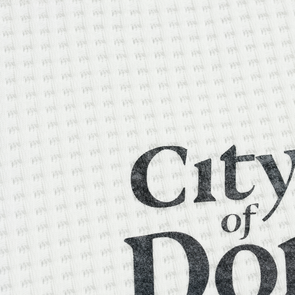 Close-up fabric detail - City Off Domes Waffle Shirt White
