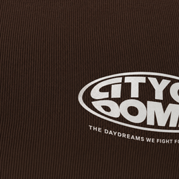 Close-up fabric detail - City Off Domes Dream in Ink Brown Polo Quater Zip T-Shirt