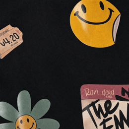Close-up fabric detail - City Off Domes Sweet Chaos Graphics Black Quater Zip T-Shirt