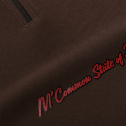 Close-up fabric detail - City Off Domes Zero Apologies  Brown Polo Quater Zip T-Shirt