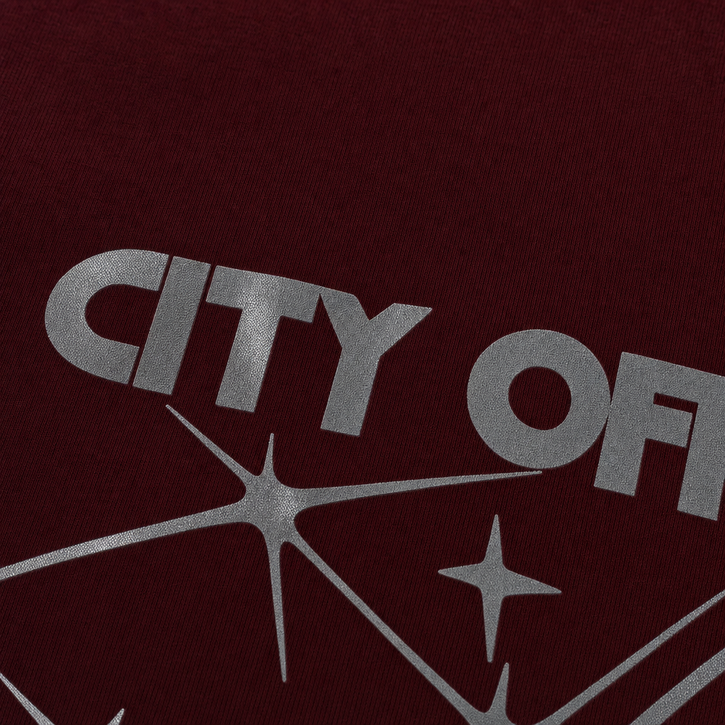Close-up fabric detail - City Off Domes Star Explosion Maroon Tank Top