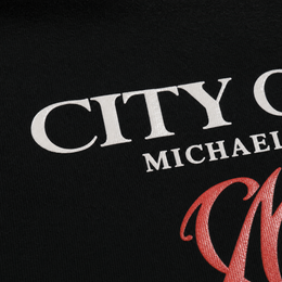 Close-up fabric detail - CITY OFF DOMES MICHAEL FOREVER BLACK T-SHIRT