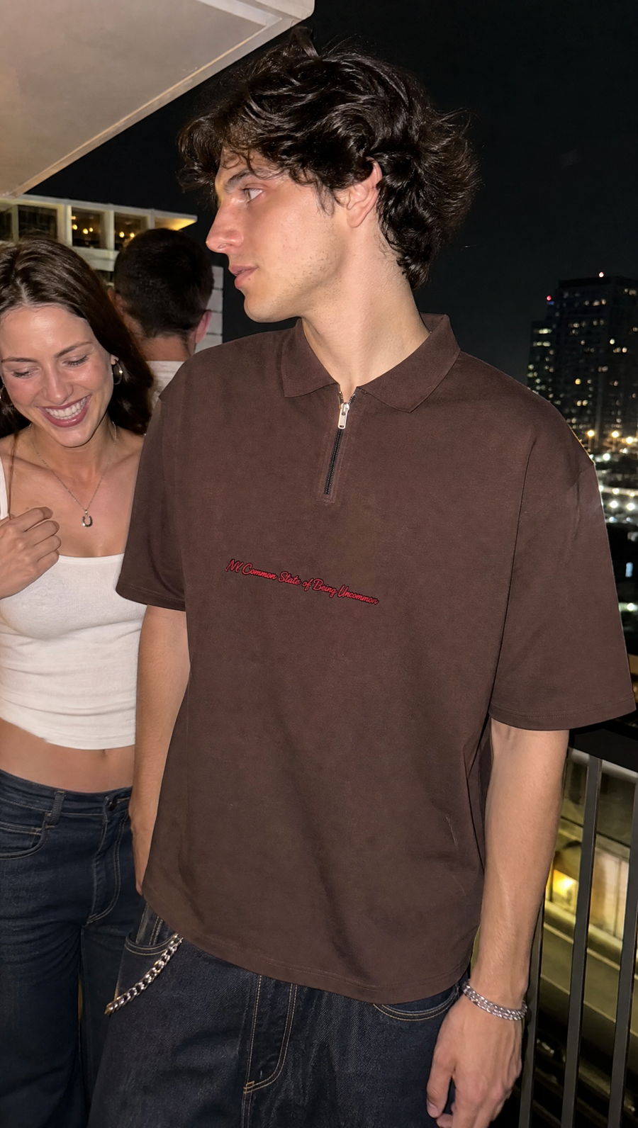 City Off Domes Zero Apologies  Brown Polo Quater Zip T-Shirt