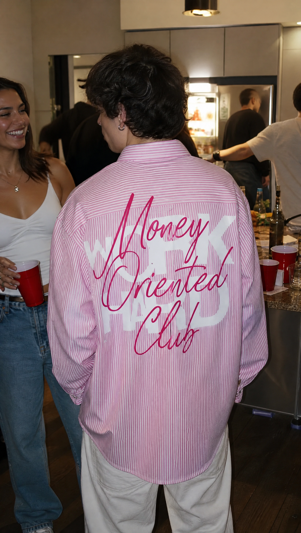 City Off Domes Work Hard Pink Stripe Shirt