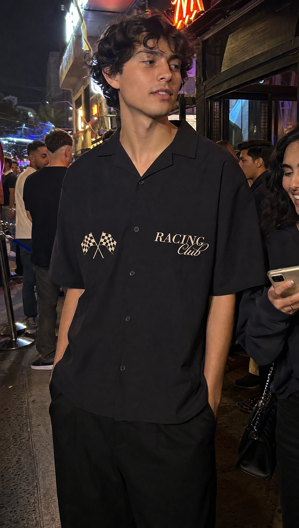 City Off Domes Sunday Racing Black Bowling Shirt
