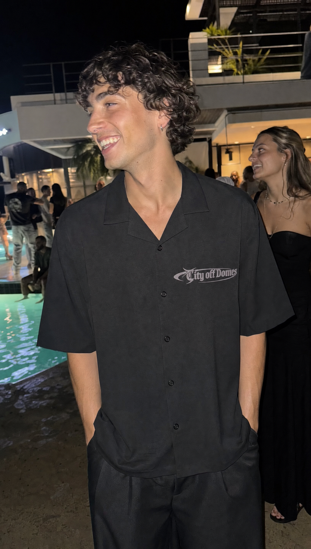 City Off Domes Subtle State Black Bowling Shirt