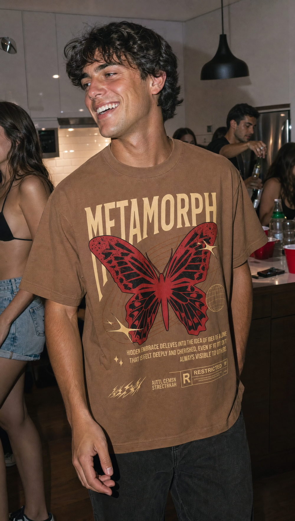 City Off Domes Red Butterfly Brown T-shirt