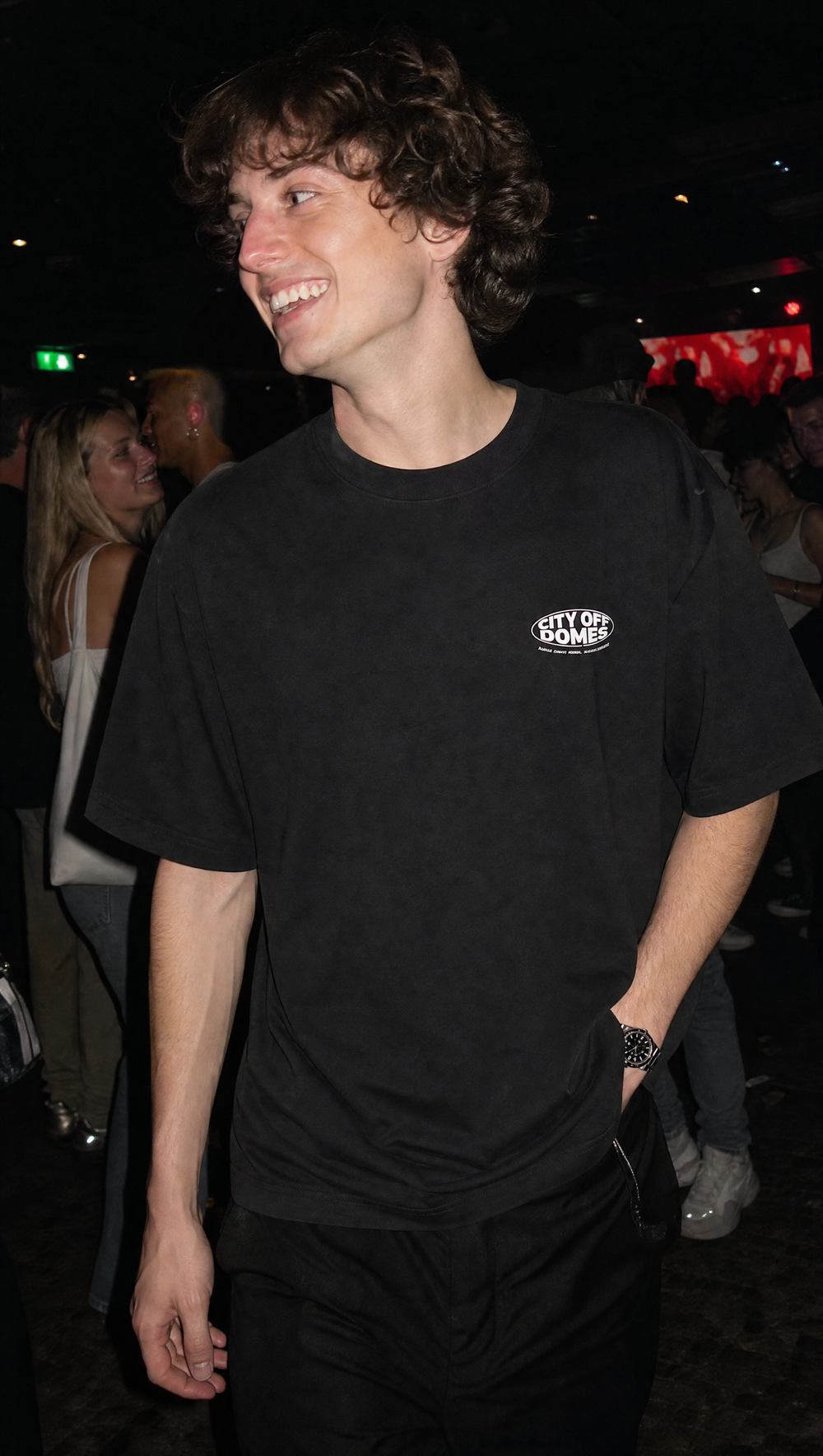 City Off Domes Fearless Print  Black T-shirt