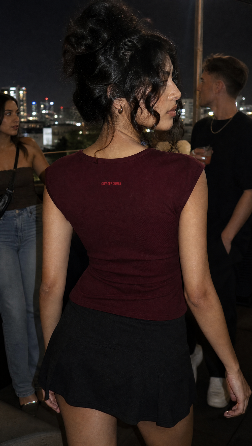 City Off Domes By Sass Maroon Tank Top