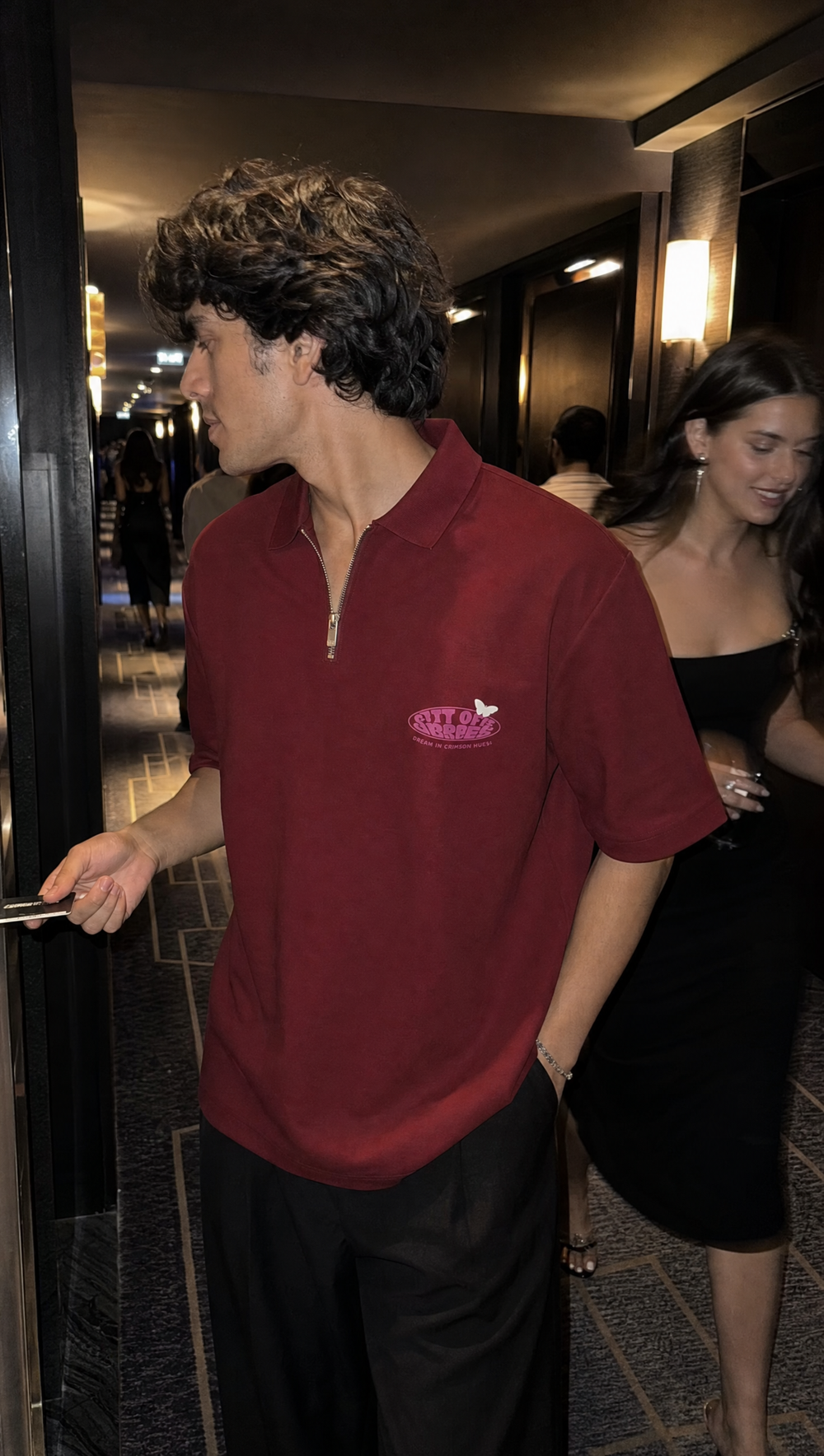 City Off Domes Dream in Ink  Maroon Polo Quater Zip T-Shirt
