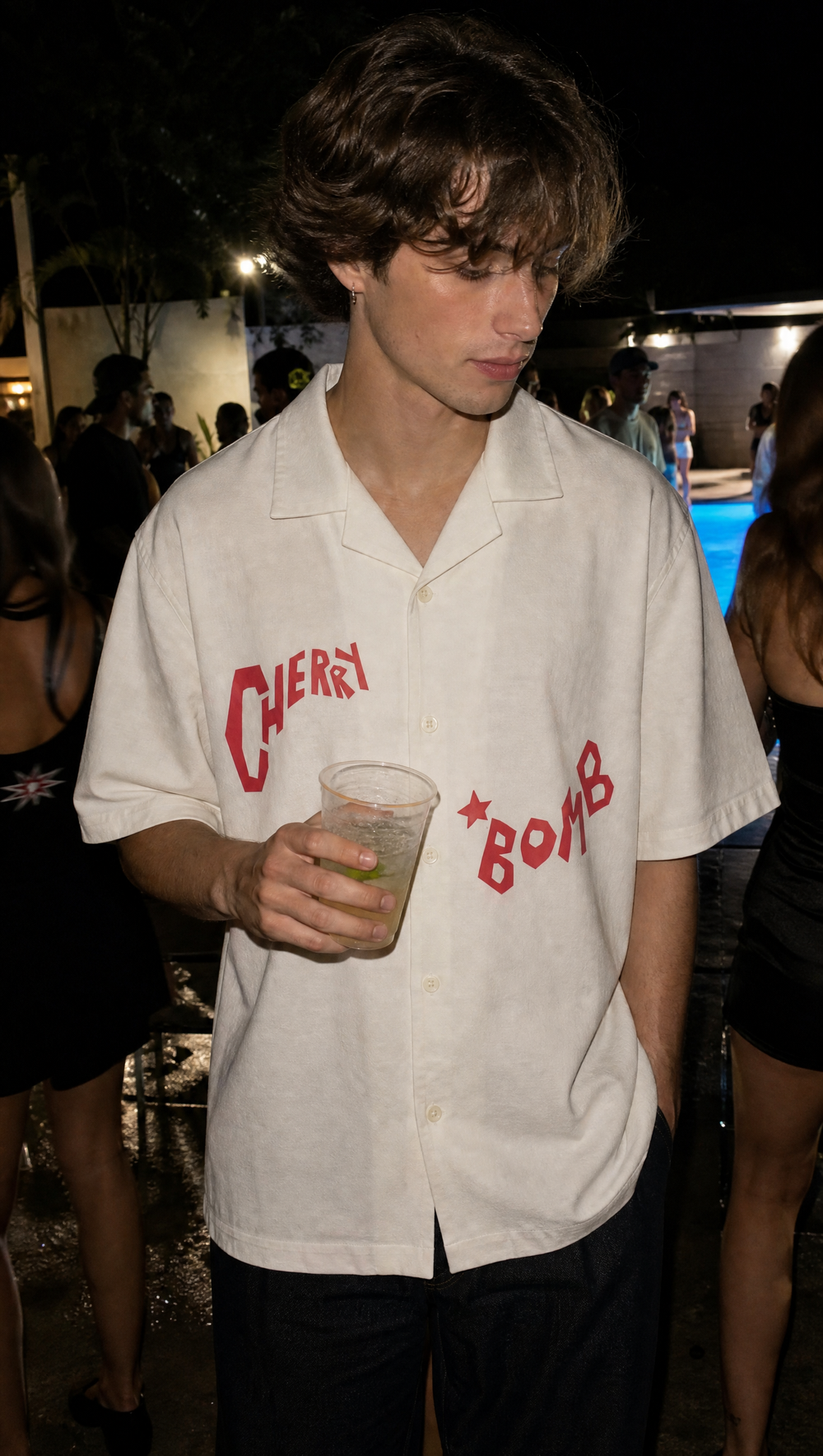 City Off Domes Cherry Fever Lanes White Bowling Shirt