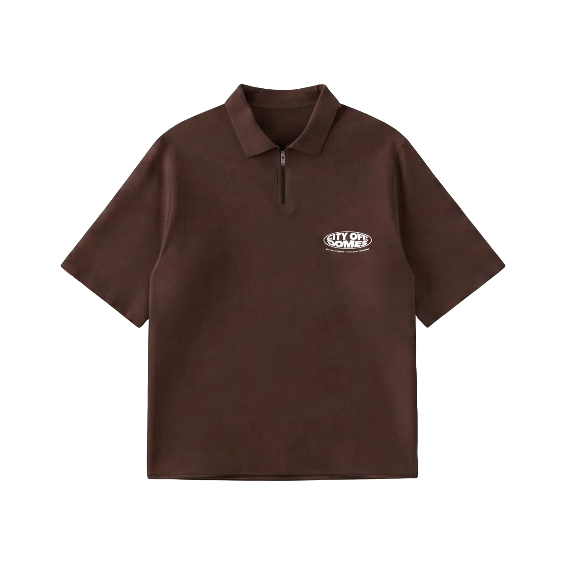 City Off Domes Dream in Ink Brown Polo Quater Zip T-Shirt