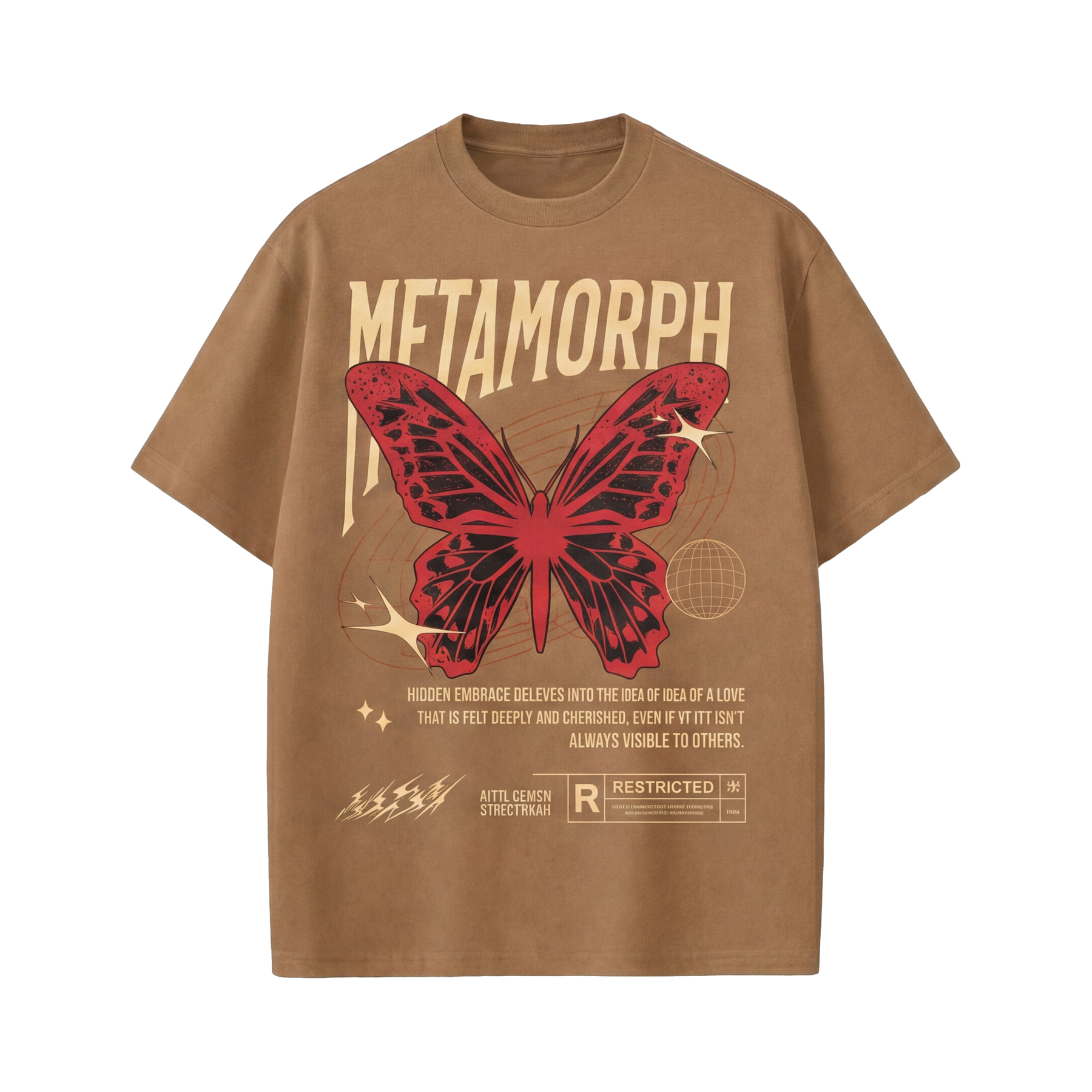 City Off Domes Red Butterfly Brown T-shirt