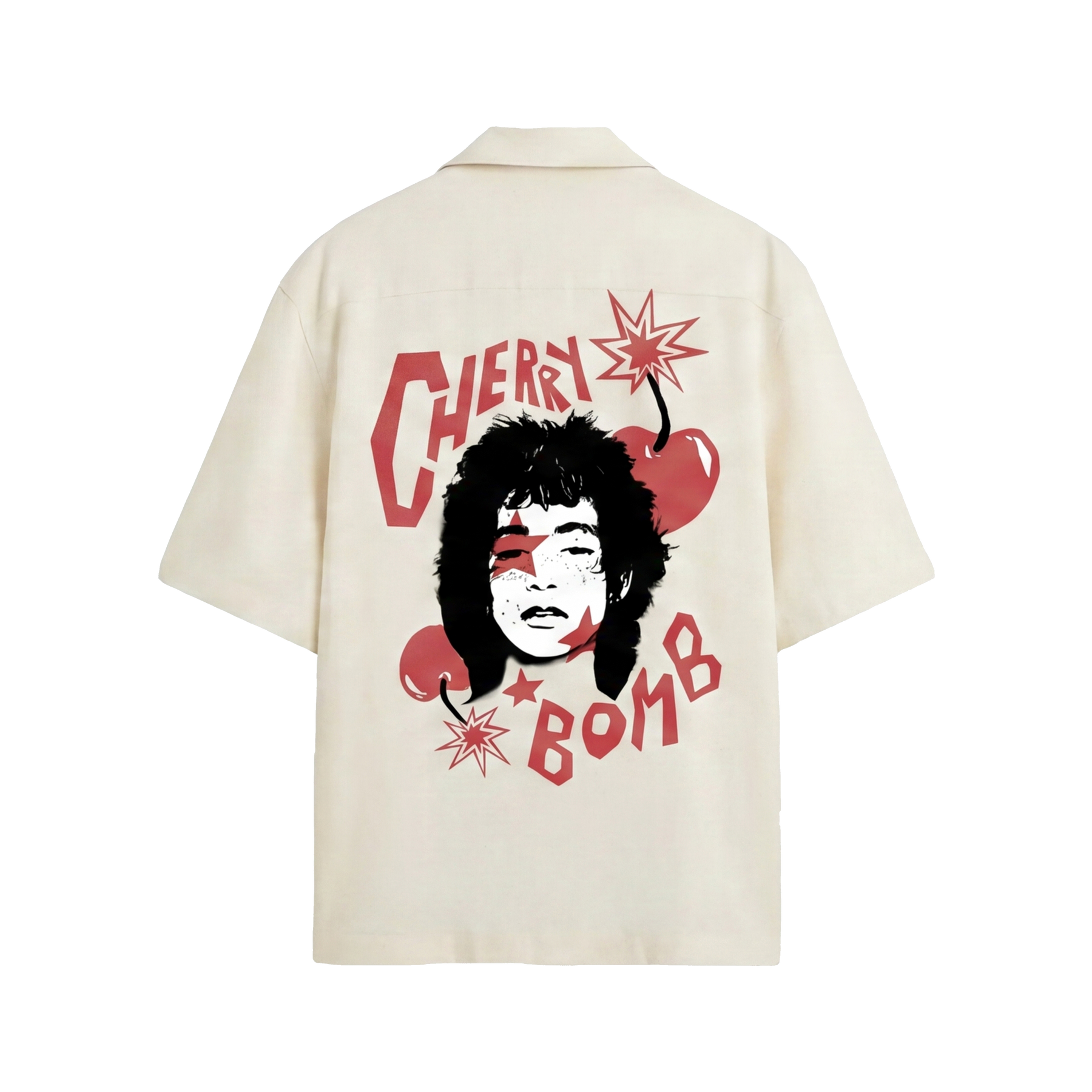 City Off Domes Cherry Fever Lanes White Bowling Shirt